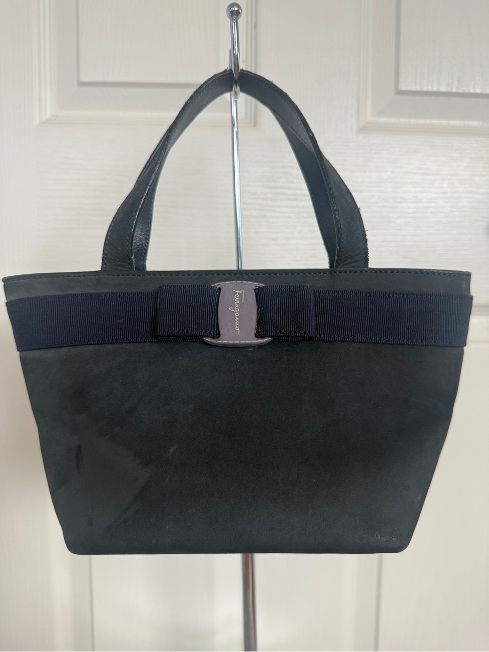 Salvatore Ferragamo Blue Suede Tote Bag #10028100